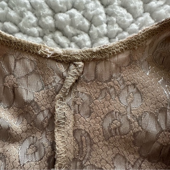 VTG Y2K coquette corset bow tank top floral gold lace top stretchy fairy core L - Picture 11 of 15